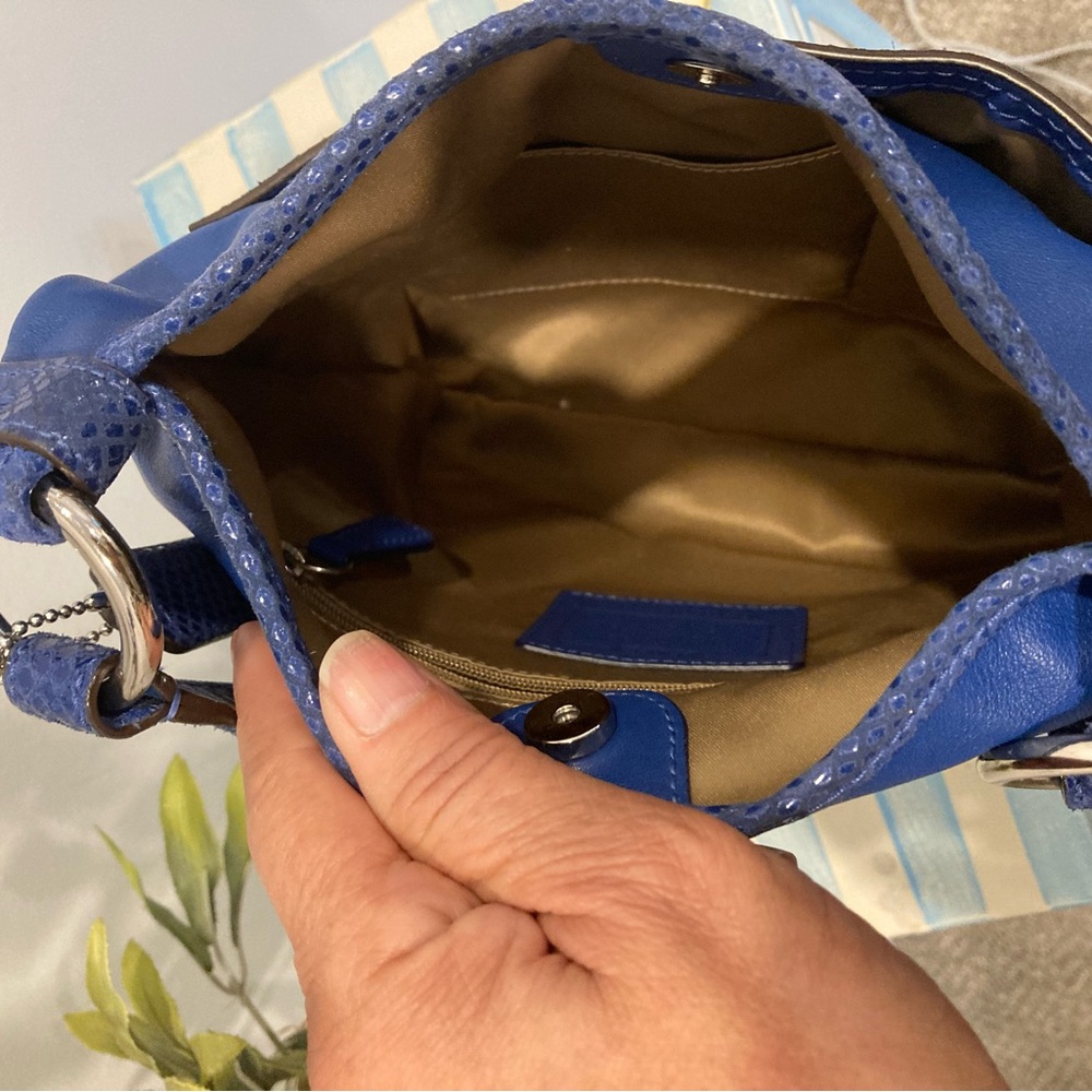 Coach Penelope Royal Blue Leather and Snake Embossed Crossbody Bag - Picture 9 of 15